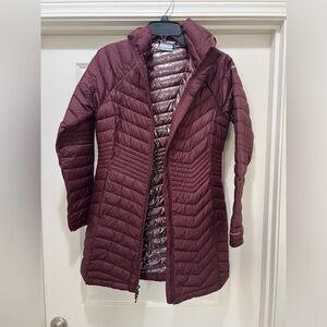 Columbia Women's Burgundy Long Quilted Puffer Jacket